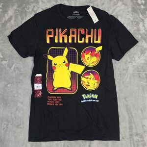 Pokemon Pikachu Mens Unisex Tshirt Small Black